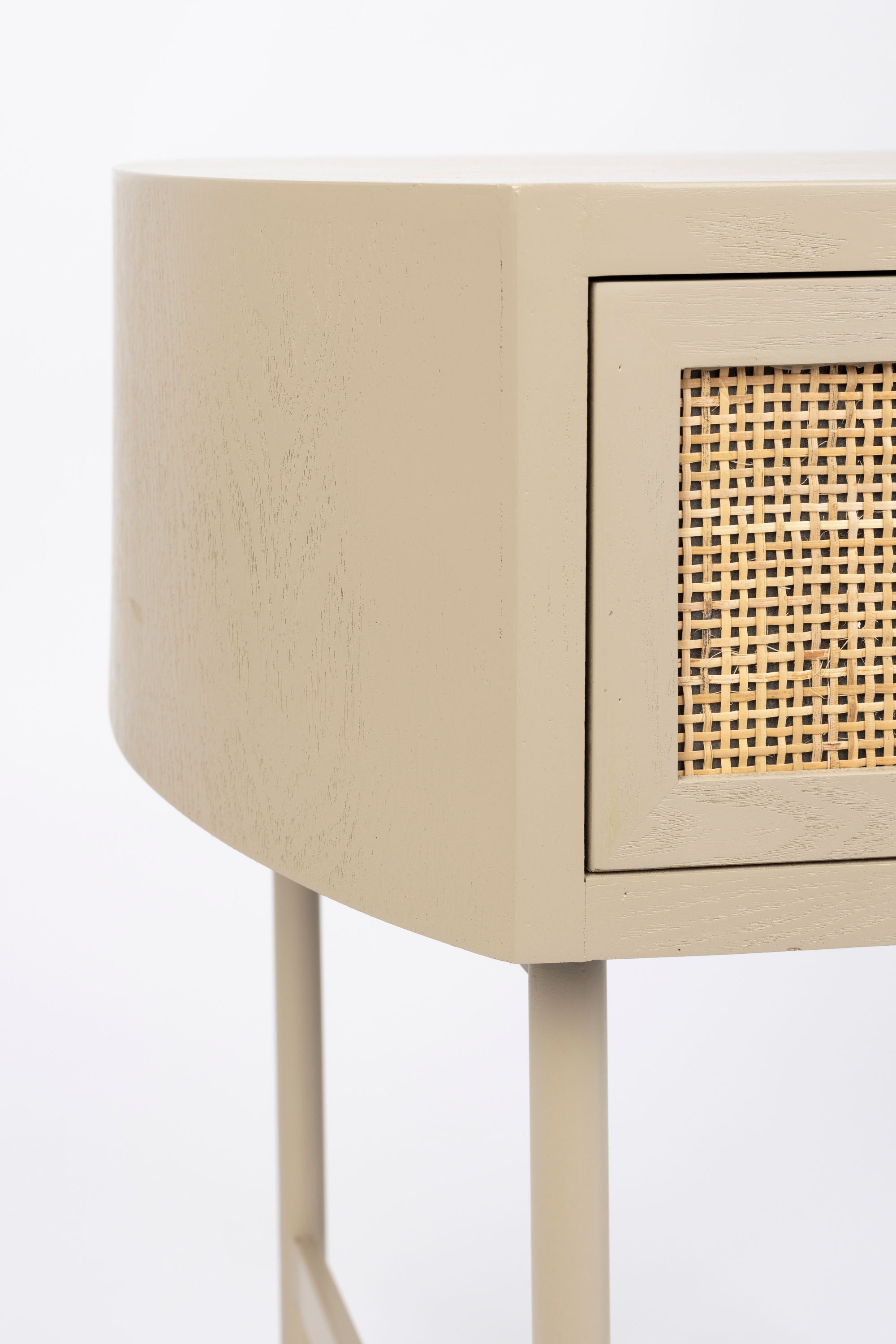 Amaya Beige Wood & Natural Rattan Bedside/Side Table